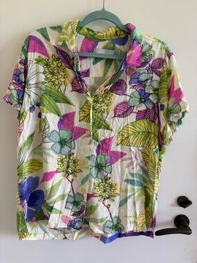 Jams World Segr sea grove short sleeve button down floral topical colorful